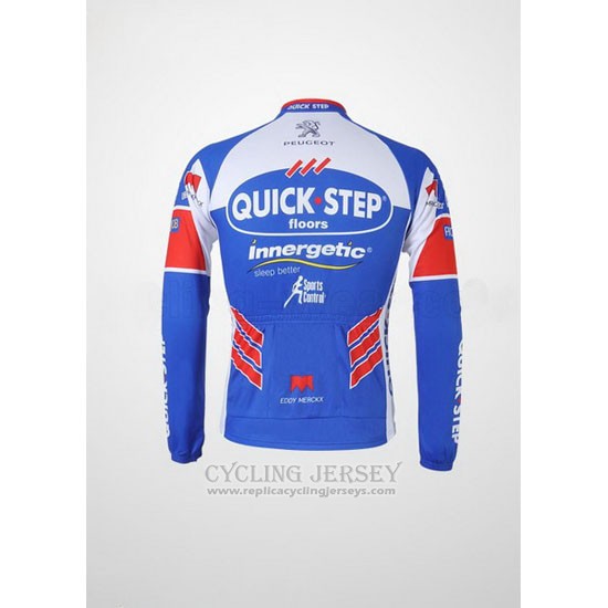 2011 Cycling Jersey Quick Step Floor White and Sky Blue Long Sleeve and Bib Tight